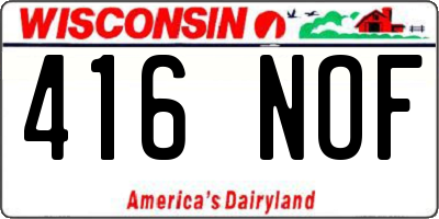 WI license plate 416NOF