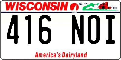 WI license plate 416NOI