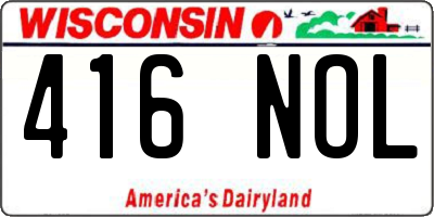 WI license plate 416NOL