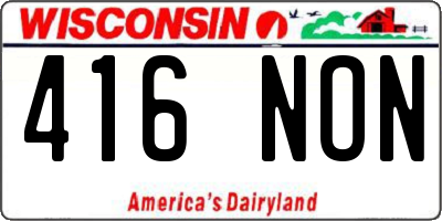 WI license plate 416NON