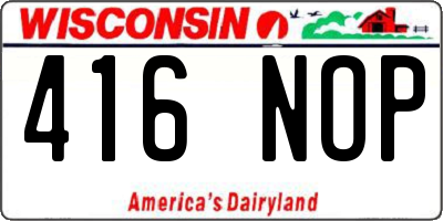 WI license plate 416NOP