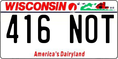 WI license plate 416NOT
