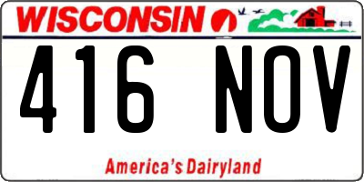 WI license plate 416NOV
