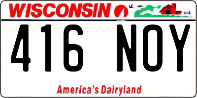 WI license plate 416NOY