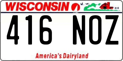 WI license plate 416NOZ
