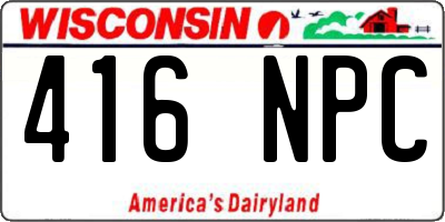 WI license plate 416NPC