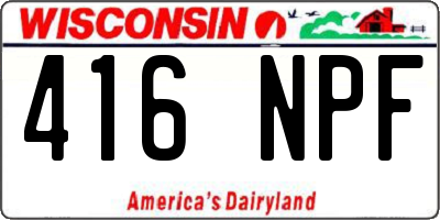 WI license plate 416NPF