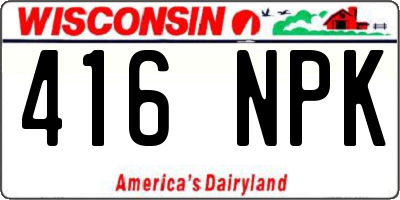WI license plate 416NPK