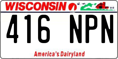 WI license plate 416NPN