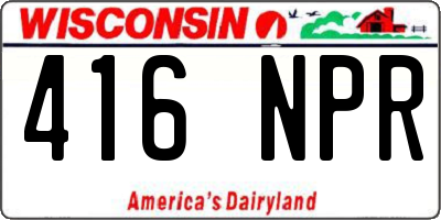 WI license plate 416NPR