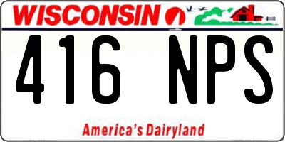 WI license plate 416NPS