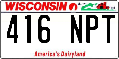 WI license plate 416NPT