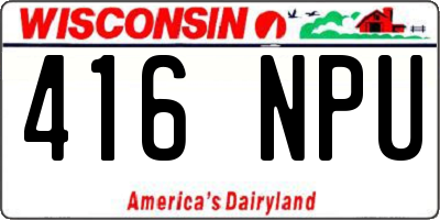 WI license plate 416NPU