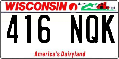 WI license plate 416NQK
