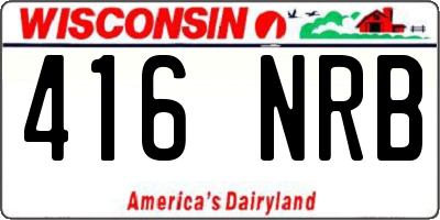 WI license plate 416NRB