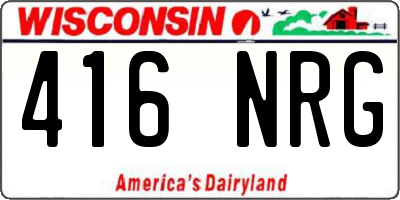 WI license plate 416NRG