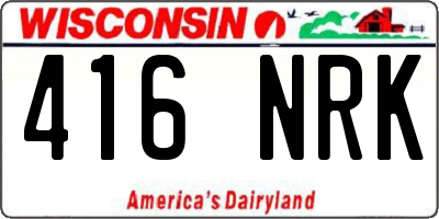 WI license plate 416NRK