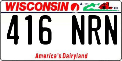 WI license plate 416NRN