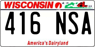 WI license plate 416NSA