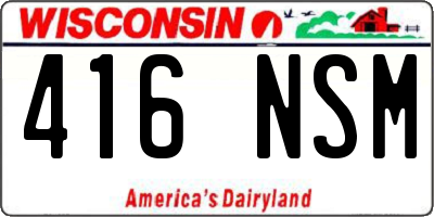 WI license plate 416NSM