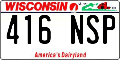 WI license plate 416NSP