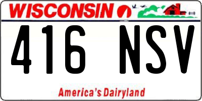 WI license plate 416NSV