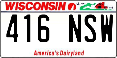 WI license plate 416NSW