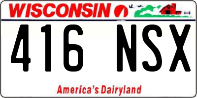 WI license plate 416NSX