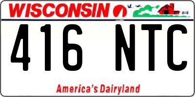 WI license plate 416NTC