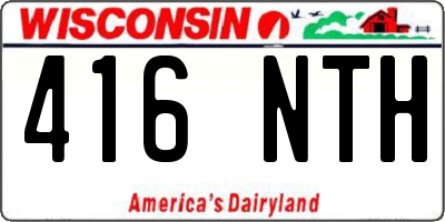 WI license plate 416NTH