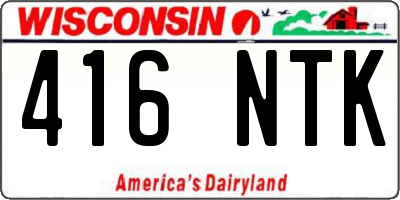WI license plate 416NTK