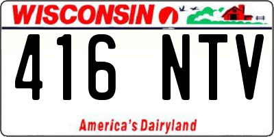 WI license plate 416NTV