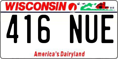 WI license plate 416NUE