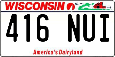 WI license plate 416NUI