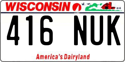 WI license plate 416NUK