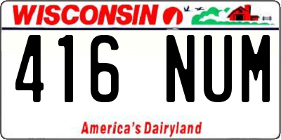 WI license plate 416NUM