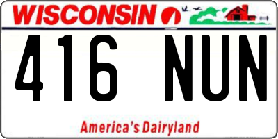 WI license plate 416NUN