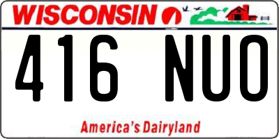 WI license plate 416NUO