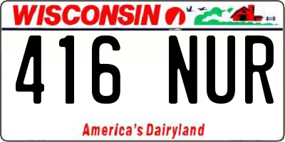 WI license plate 416NUR