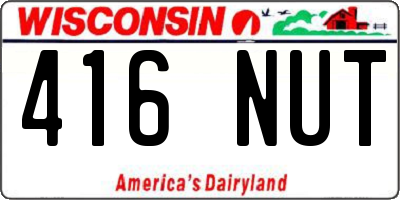 WI license plate 416NUT