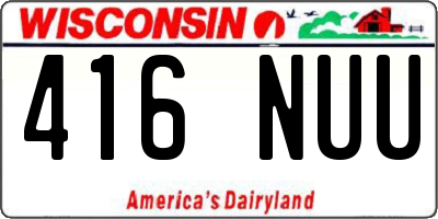 WI license plate 416NUU
