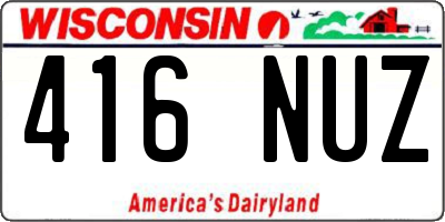 WI license plate 416NUZ