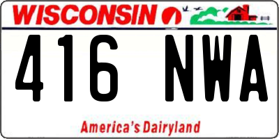 WI license plate 416NWA