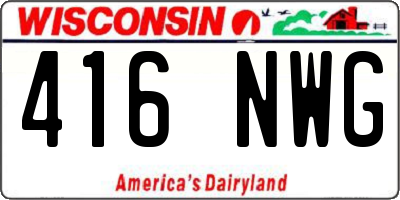 WI license plate 416NWG