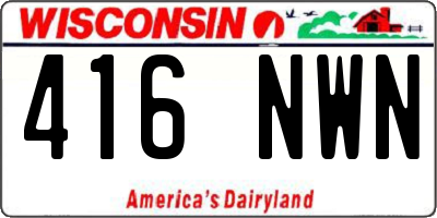 WI license plate 416NWN