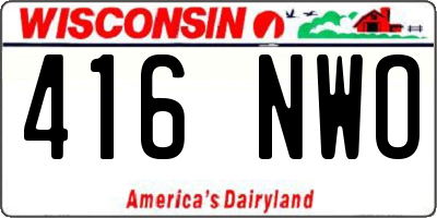 WI license plate 416NWO