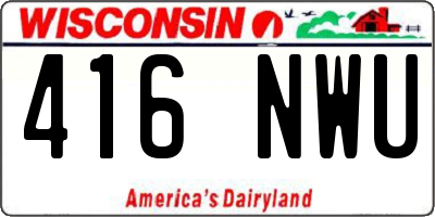 WI license plate 416NWU