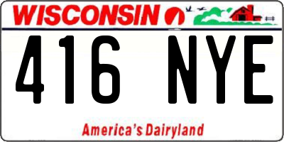 WI license plate 416NYE