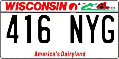 WI license plate 416NYG