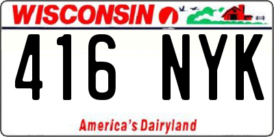 WI license plate 416NYK